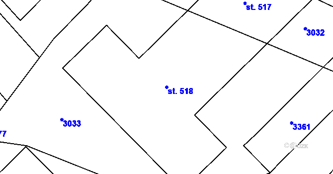 Parcela st. 518 v KÚ Vedrovice, Katastrální mapa