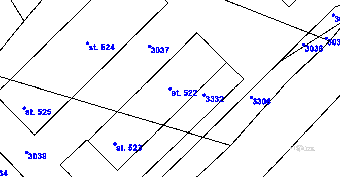 Parcela st. 522 v KÚ Vedrovice, Katastrální mapa