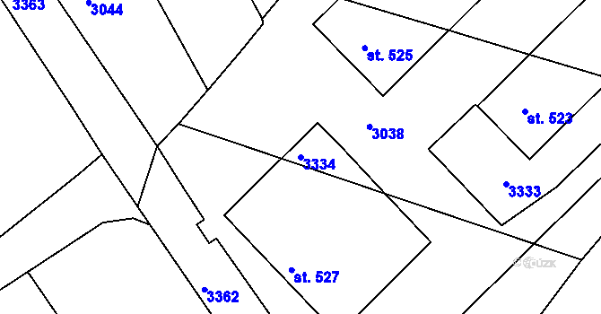 Parcela st. 3334 v KÚ Vedrovice, Katastrální mapa