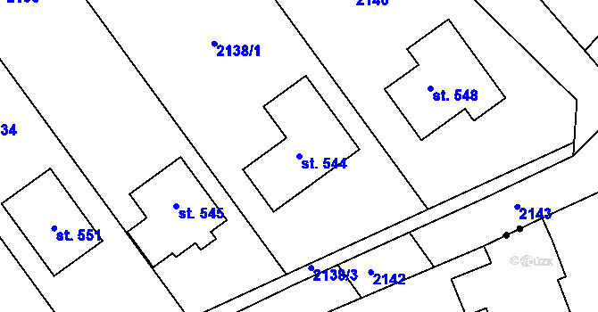 Parcela st. 544 v KÚ Vedrovice, Katastrální mapa