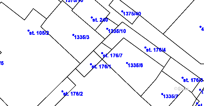 Parcela st. 176/7 v KÚ Vedrovice, Katastrální mapa