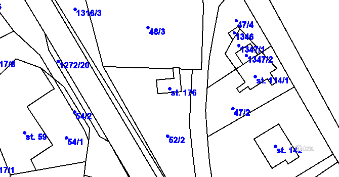 Parcela st. 176 v KÚ Věchnov, Katastrální mapa