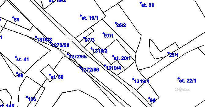 Parcela st. 20/2 v KÚ Věchnov, Katastrální mapa