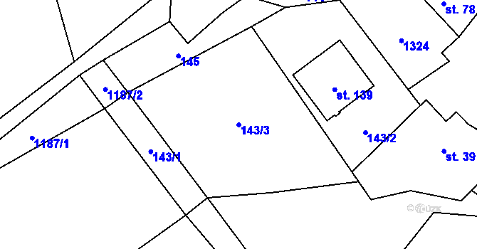 Parcela st. 143/3 v KÚ Věchnov, Katastrální mapa
