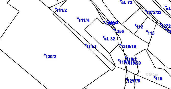 Parcela st. 111/1 v KÚ Věchnov, Katastrální mapa