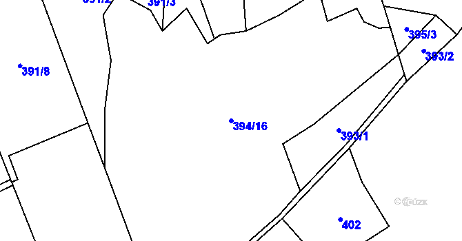 Parcela st. 394/16 v KÚ Věchnov, Katastrální mapa