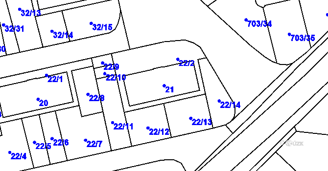 Parcela st. 21 v KÚ Vejprnice, Katastrální mapa