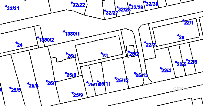 Parcela st. 23 v KÚ Vejprnice, Katastrální mapa