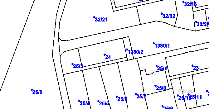 Parcela st. 24 v KÚ Vejprnice, Katastrální mapa