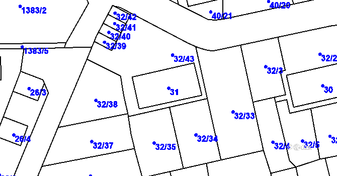 Parcela st. 31 v KÚ Vejprnice, Katastrální mapa