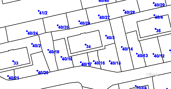 Parcela st. 34 v KÚ Vejprnice, Katastrální mapa