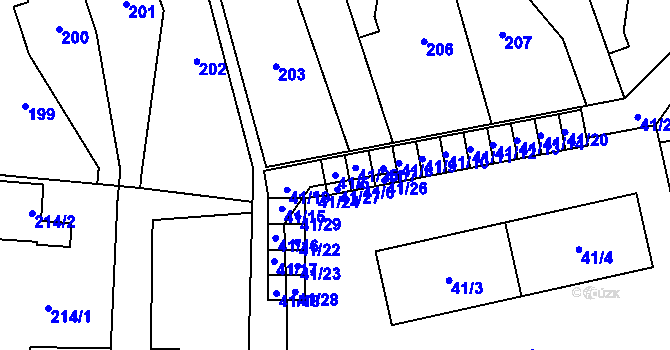 Parcela st. 41/5 v KÚ Vejprnice, Katastrální mapa