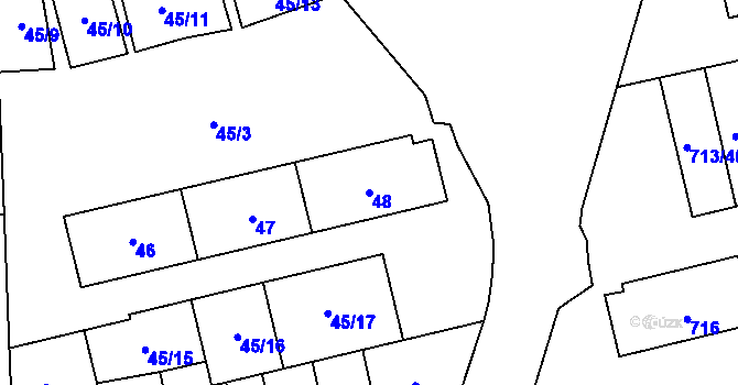 Parcela st. 48 v KÚ Vejprnice, Katastrální mapa