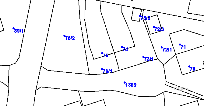 Parcela st. 75 v KÚ Vejprnice, Katastrální mapa
