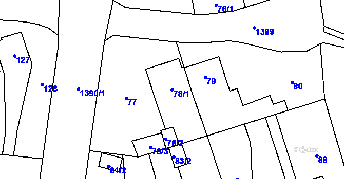 Parcela st. 78/1 v KÚ Vejprnice, Katastrální mapa