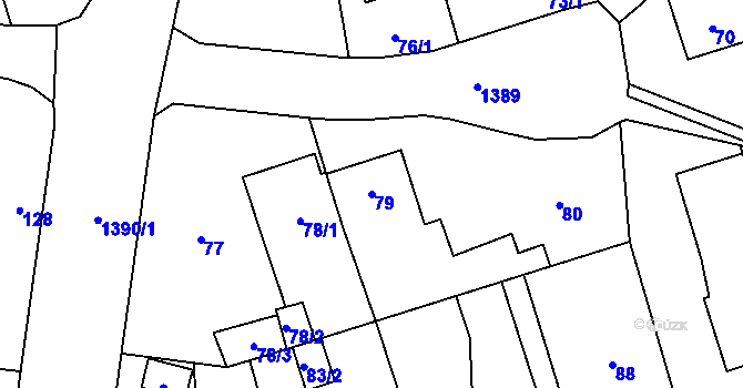 Parcela st. 79 v KÚ Vejprnice, Katastrální mapa