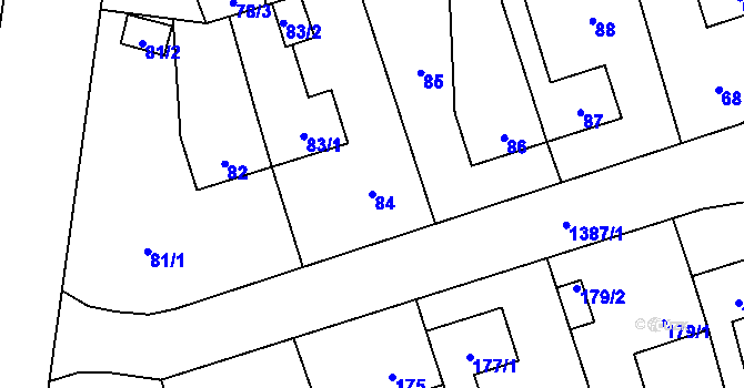 Parcela st. 84 v KÚ Vejprnice, Katastrální mapa