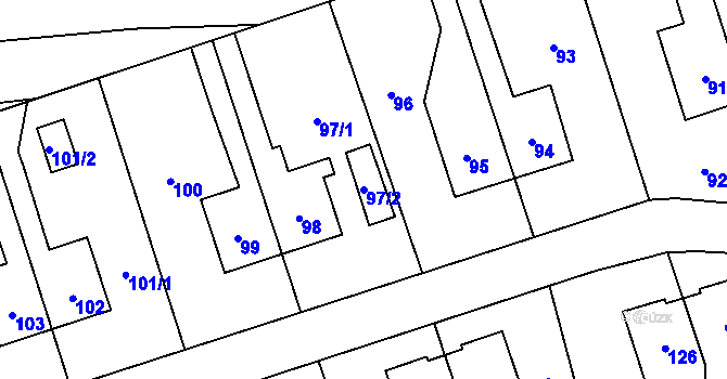 Parcela st. 97/2 v KÚ Vejprnice, Katastrální mapa