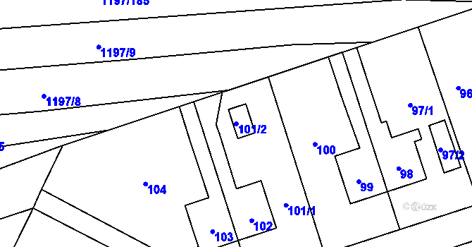 Parcela st. 101/2 v KÚ Vejprnice, Katastrální mapa