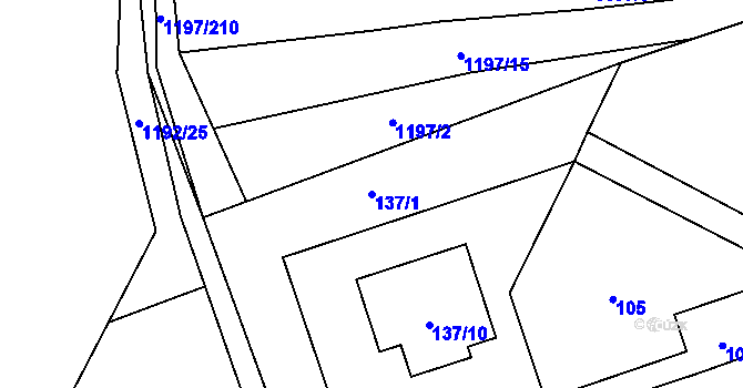 Parcela st. 137/1 v KÚ Vejprnice, Katastrální mapa