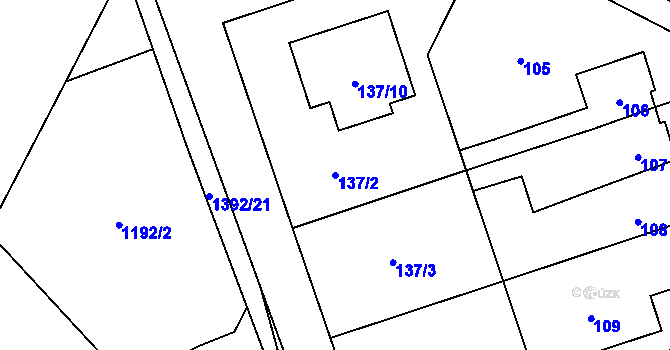 Parcela st. 137/2 v KÚ Vejprnice, Katastrální mapa