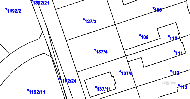 Parcela st. 137/4 v KÚ Vejprnice, Katastrální mapa