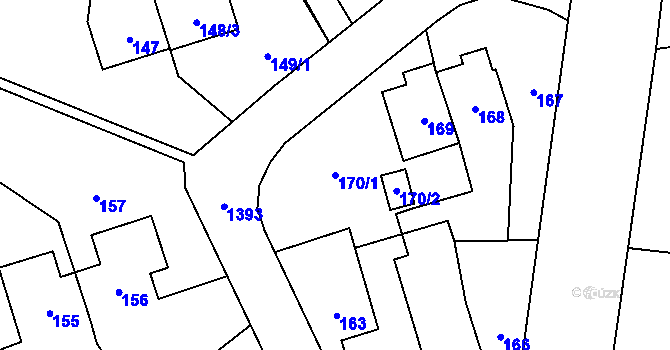 Parcela st. 170/1 v KÚ Vejprnice, Katastrální mapa