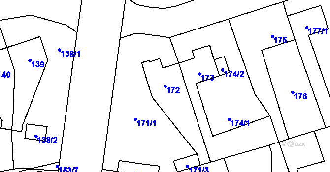 Parcela st. 172 v KÚ Vejprnice, Katastrální mapa