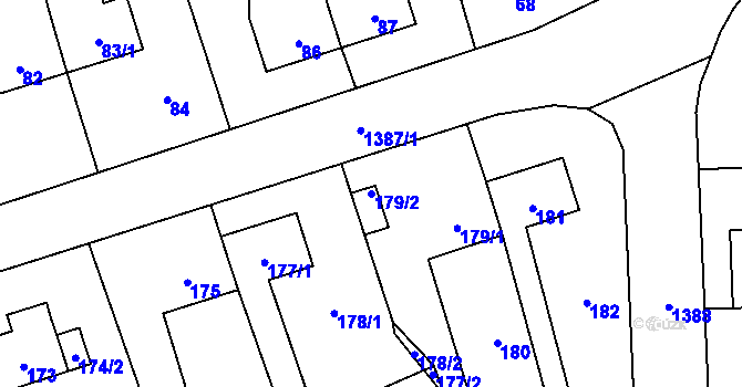 Parcela st. 179/2 v KÚ Vejprnice, Katastrální mapa