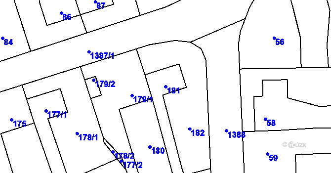Parcela st. 181 v KÚ Vejprnice, Katastrální mapa