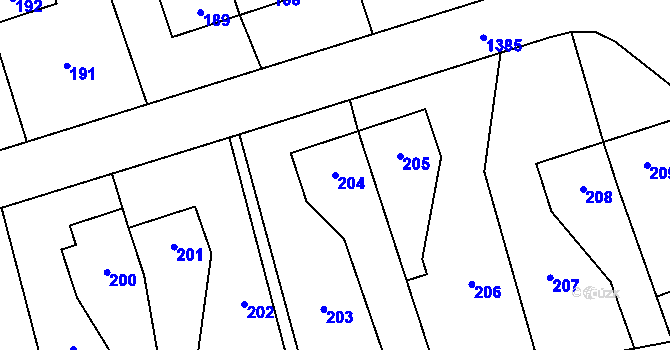 Parcela st. 204 v KÚ Vejprnice, Katastrální mapa
