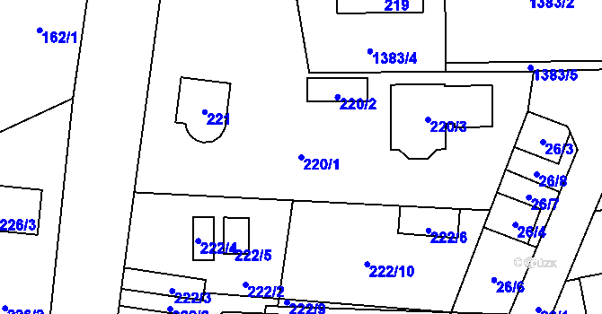 Parcela st. 220/1 v KÚ Vejprnice, Katastrální mapa