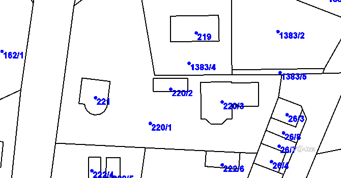 Parcela st. 220/2 v KÚ Vejprnice, Katastrální mapa