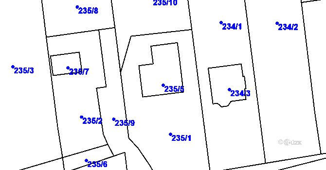 Parcela st. 235/5 v KÚ Vejprnice, Katastrální mapa