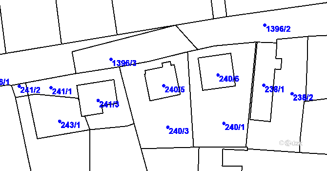 Parcela st. 240/5 v KÚ Vejprnice, Katastrální mapa