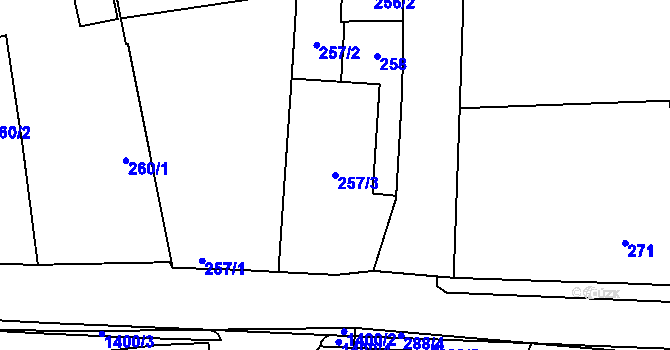 Parcela st. 257/3 v KÚ Vejprnice, Katastrální mapa