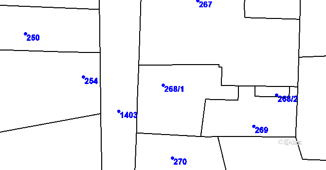 Parcela st. 268/1 v KÚ Vejprnice, Katastrální mapa