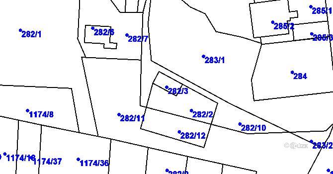 Parcela st. 282/3 v KÚ Vejprnice, Katastrální mapa