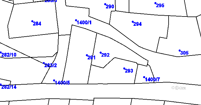Parcela st. 292 v KÚ Vejprnice, Katastrální mapa