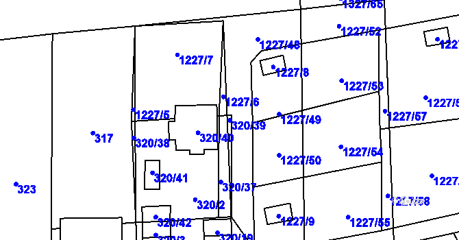 Parcela st. 320/39 v KÚ Vejprnice, Katastrální mapa