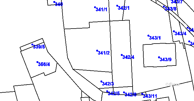 Parcela st. 341/2 v KÚ Vejprnice, Katastrální mapa