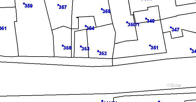 Parcela st. 352 v KÚ Vejprnice, Katastrální mapa