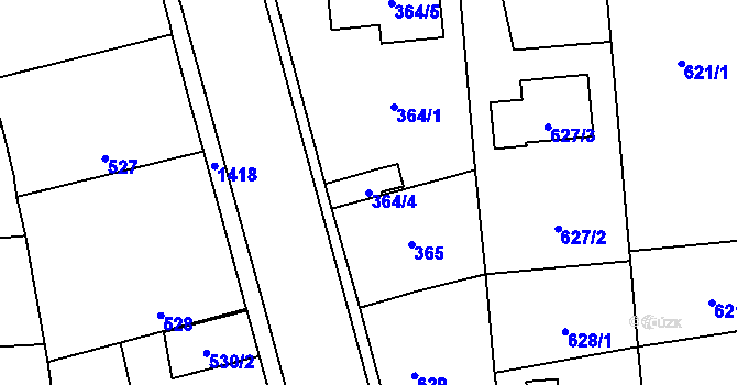 Parcela st. 364/4 v KÚ Vejprnice, Katastrální mapa