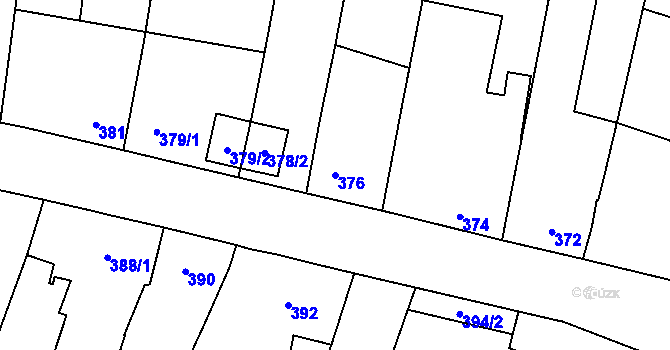 Parcela st. 376 v KÚ Vejprnice, Katastrální mapa