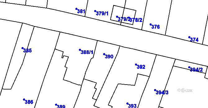 Parcela st. 390 v KÚ Vejprnice, Katastrální mapa