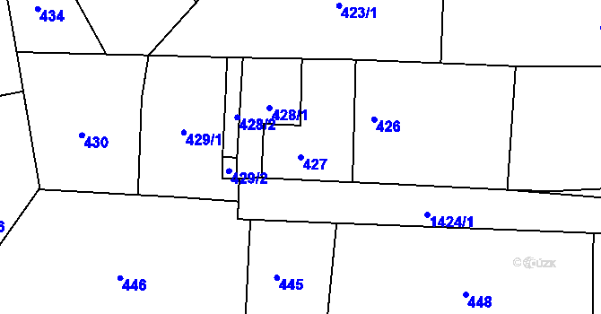 Parcela st. 427 v KÚ Vejprnice, Katastrální mapa