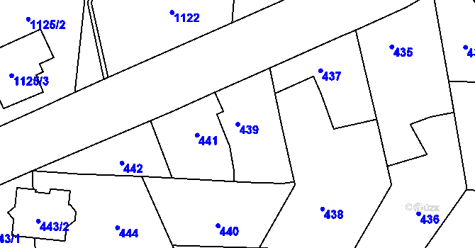 Parcela st. 439 v KÚ Vejprnice, Katastrální mapa