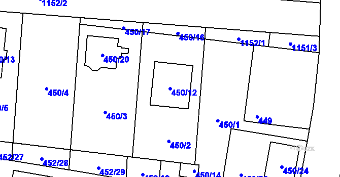 Parcela st. 450/12 v KÚ Vejprnice, Katastrální mapa
