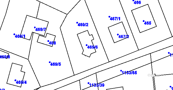 Parcela st. 469/6 v KÚ Vejprnice, Katastrální mapa
