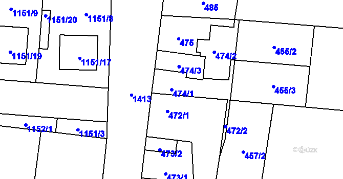 Parcela st. 474/1 v KÚ Vejprnice, Katastrální mapa